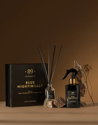 89 aromatic rinkinys: namų kvapas su lazdelėmis ir purškiamas namų kvapas